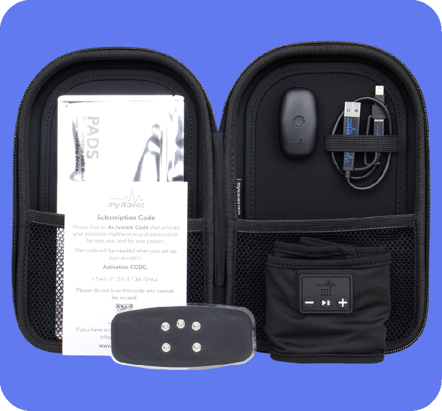 Open myWaves case with the full kit